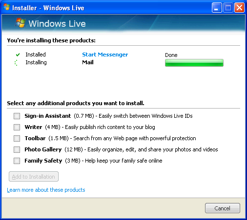 Instalator Windows Live